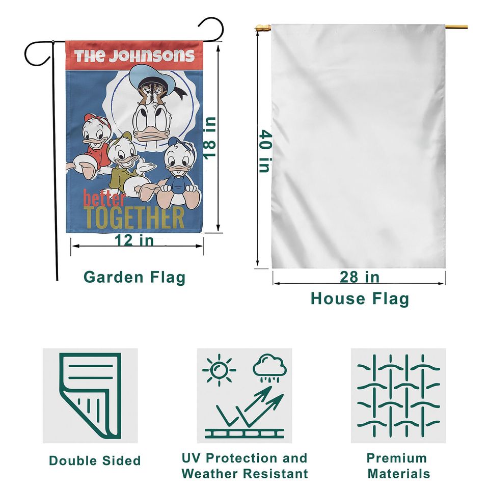 Custom Disney Flag, Better Together Flag, Donald Duck Personalized Garden Flag
