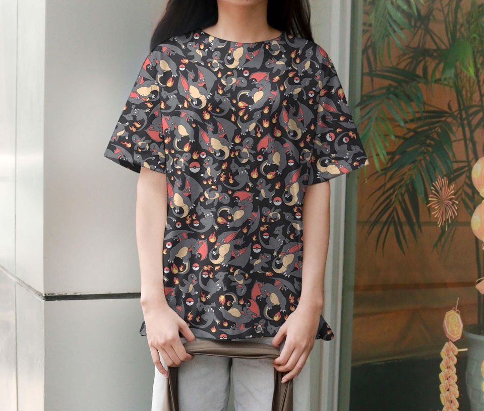 Charizard and Charmander 3D T-Shirt, Unisex Graphic Tee