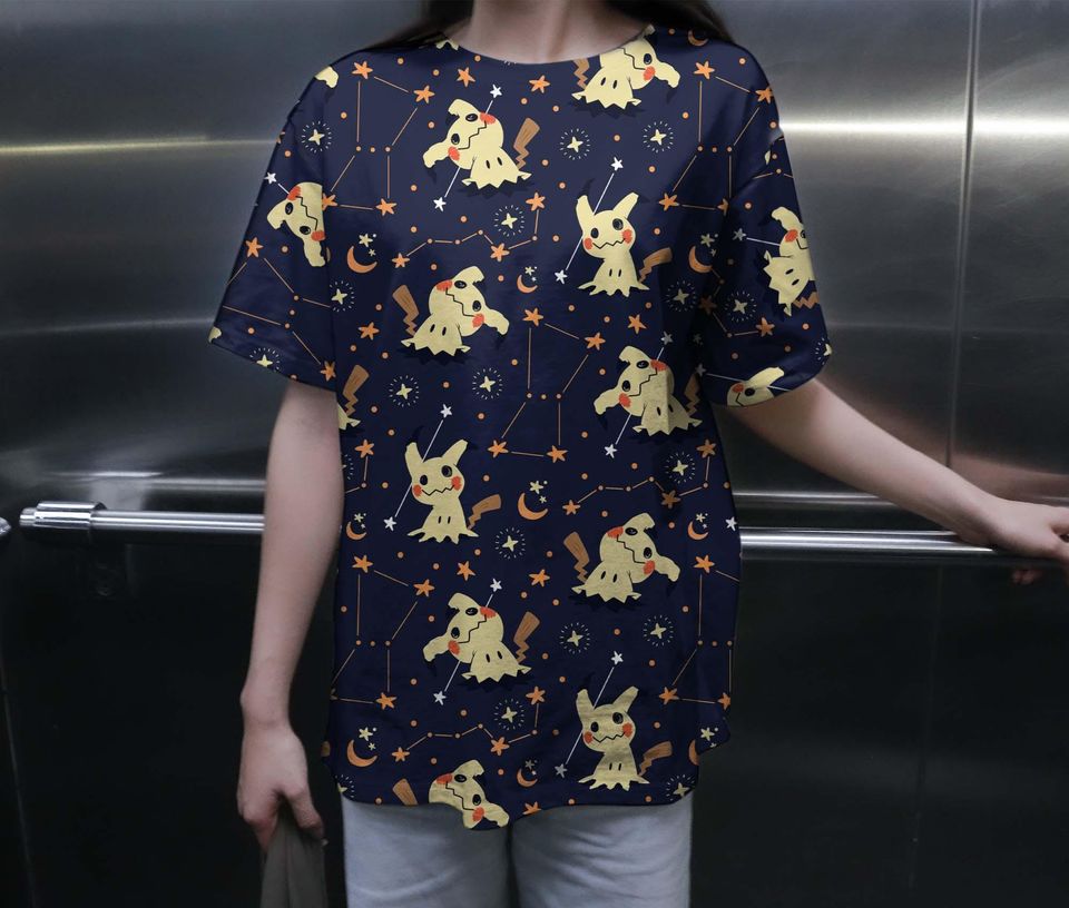 Mimikyu 3D T-Shirt, Ghost Graphic Tee, Starry Sky Design, Halloween Aesthetic Shirt