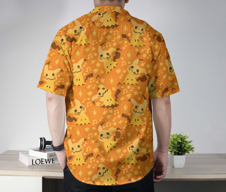 Mimikyu Hawaiian Shirt, Tropical Button-Up, Summer Beach Shorts