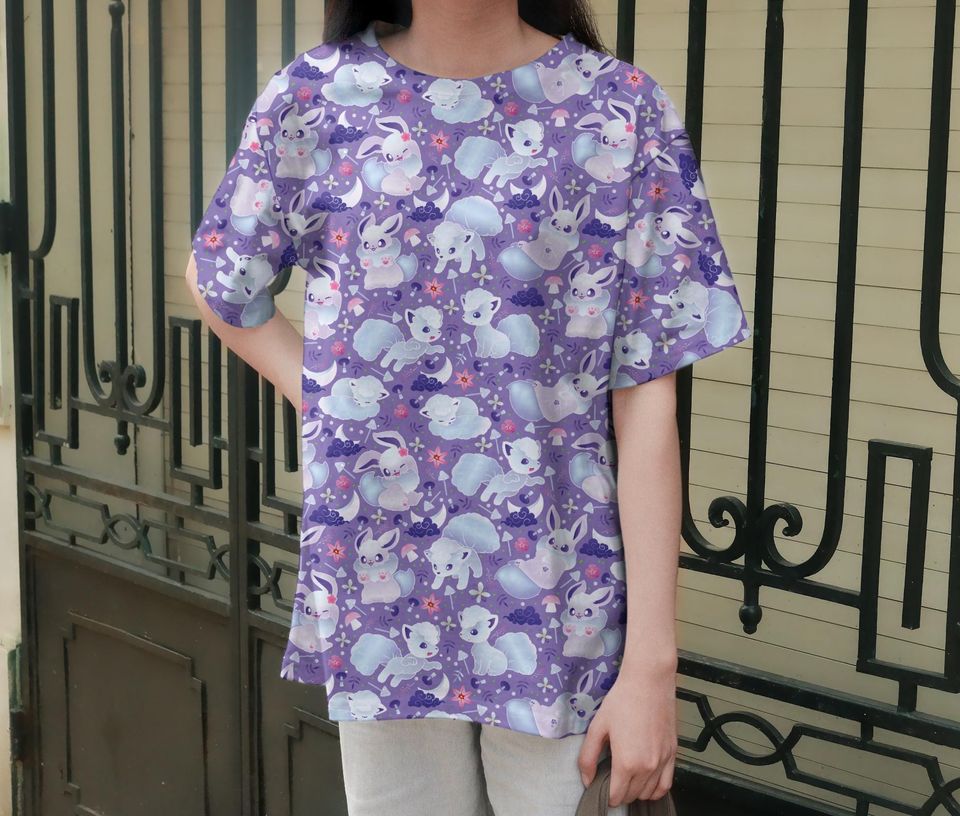 Eevee Vulpix 3D T-Shirt, Cute Graphic Tee, Vintage Summer Shirt