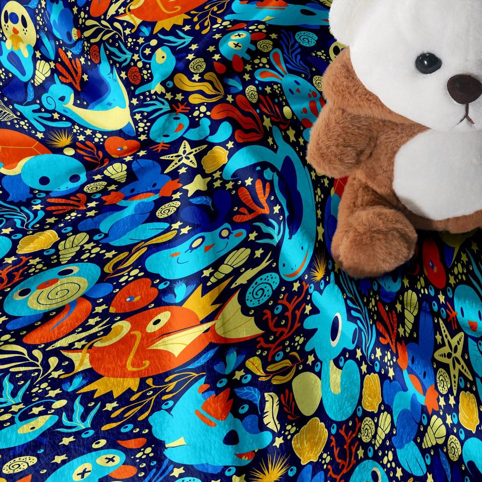 Magikarp and Squirtle Fleece Blanket, Cozy Throw Blanket with Water Type Pattern