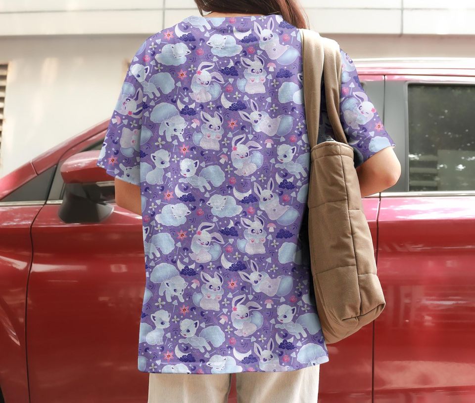 Eevee Vulpix 3D T-Shirt, Cute Graphic Tee, Vintage Summer Shirt