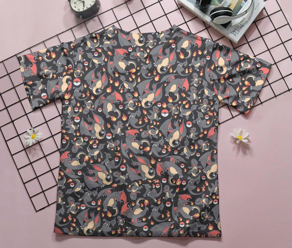 Charizard and Charmander 3D T-Shirt, Unisex Graphic Tee