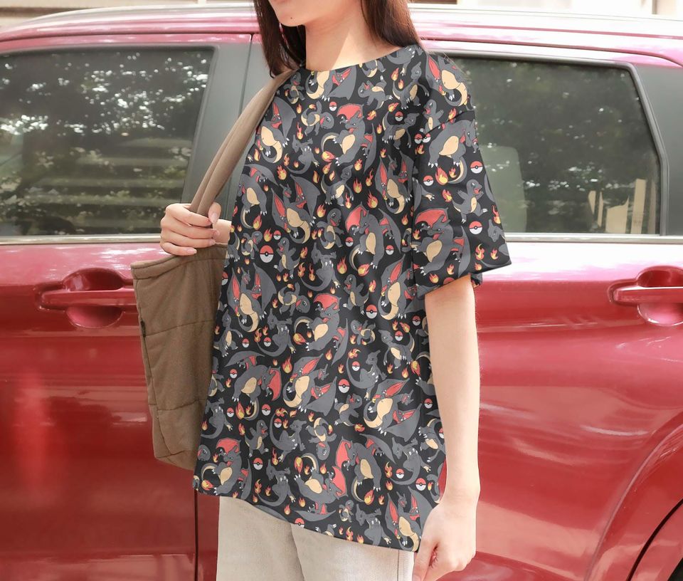 Charizard and Charmander 3D T-Shirt, Unisex Graphic Tee