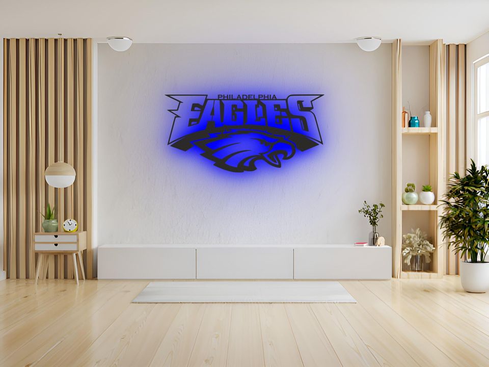 Philadelphia Eagles LED Wall Art: RGB Color Changing football Decor
