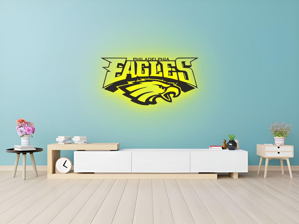 Philadelphia Eagles LED Wall Art: RGB Color Changing football Decor