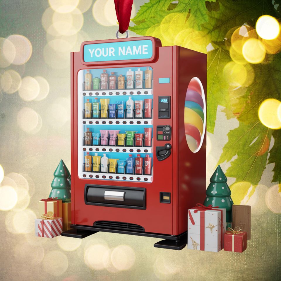 Personalized Vending Machine Christmas Ornament: Flat Acrylic 2D Hanger