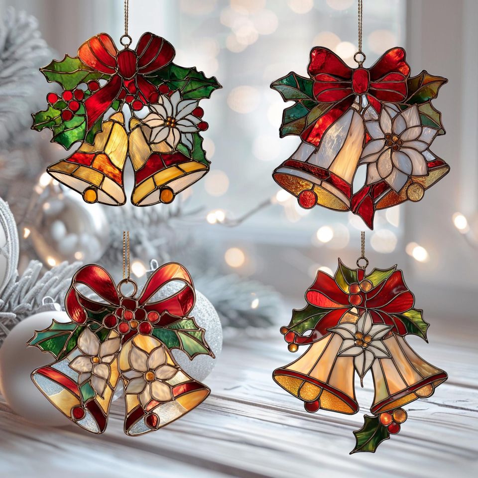 Christmas Bells Acrylic Suncatcher: Festive Holiday Window Decor