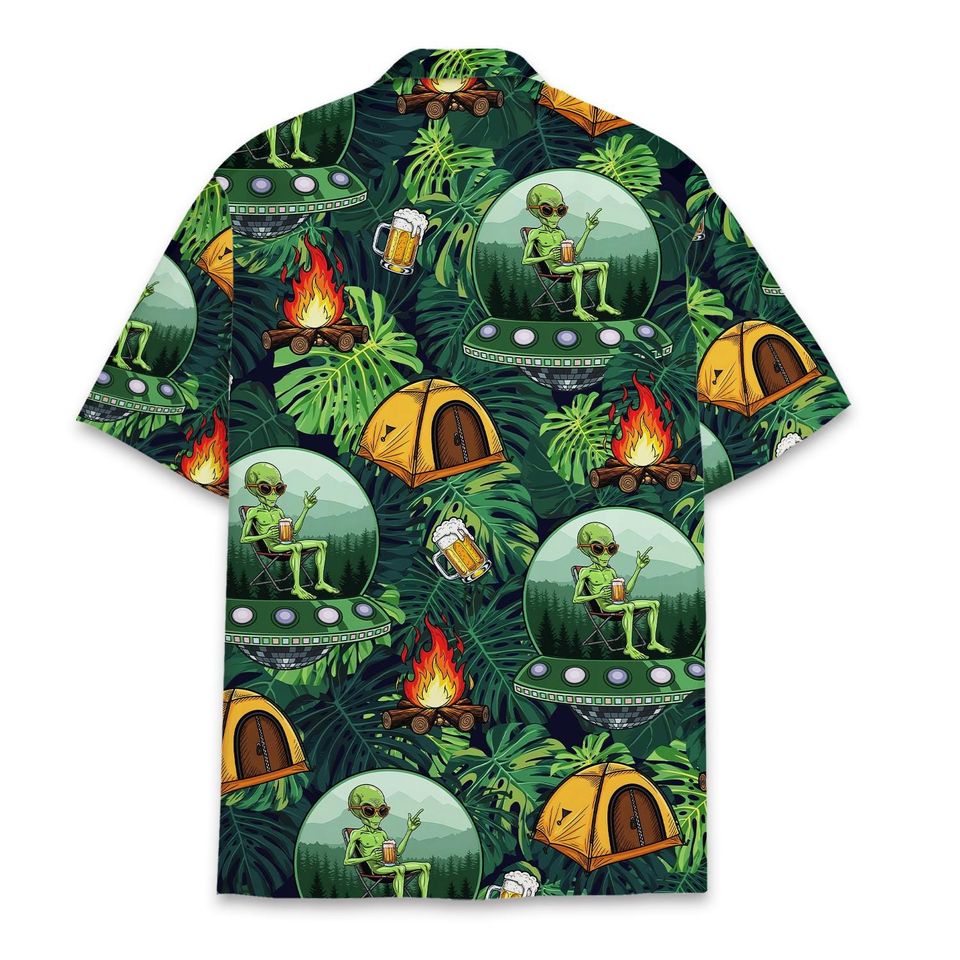 Alien Camping Hawaiian Shirt for Men Women Youth