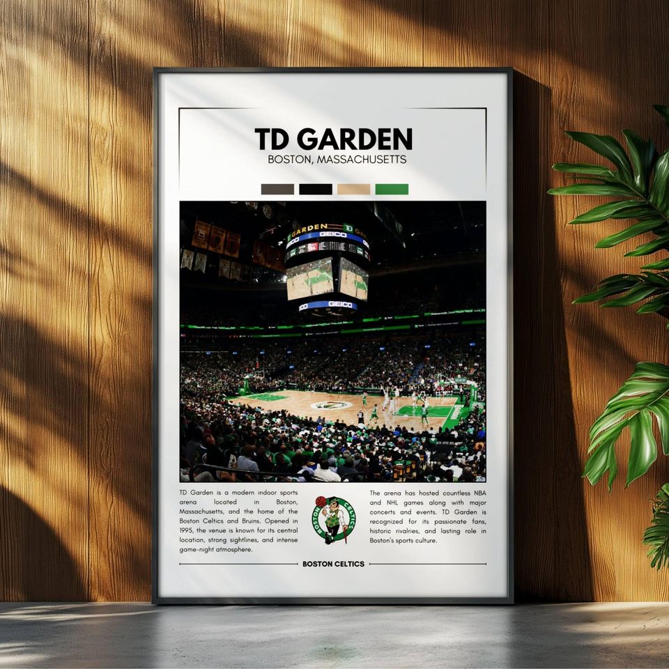 TD Garden Poster | Boston Celtics Poster | NBA Stadium Poster | Sports Poster | Field Wall Art | Basketball Fan Gift Print