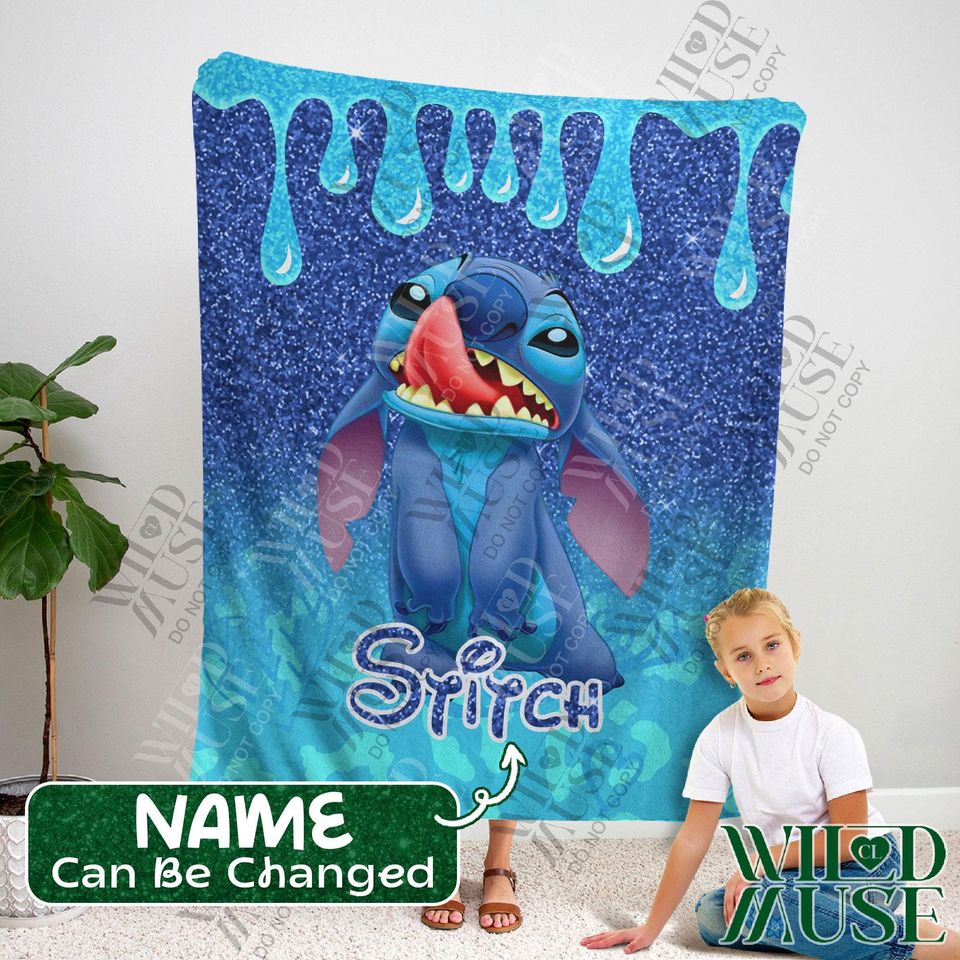 Personalized Lilo & Stitch Plush Fleece Blanket with Custom Name