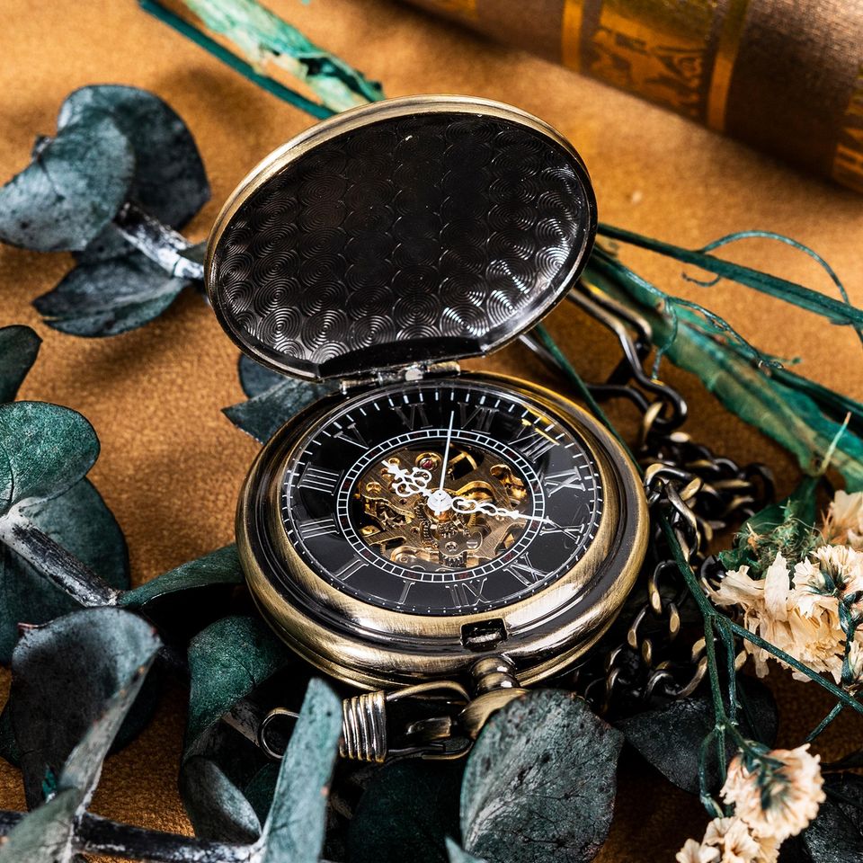Personalized Engraved Mechanical Pocket Watch Vintage Steampunk Style