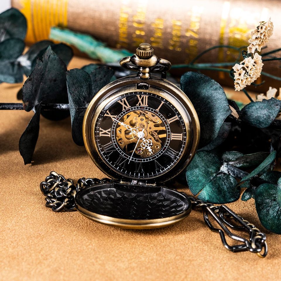 Engraved Mechanical Pocket Watch - Personalized Groomsmen Gift