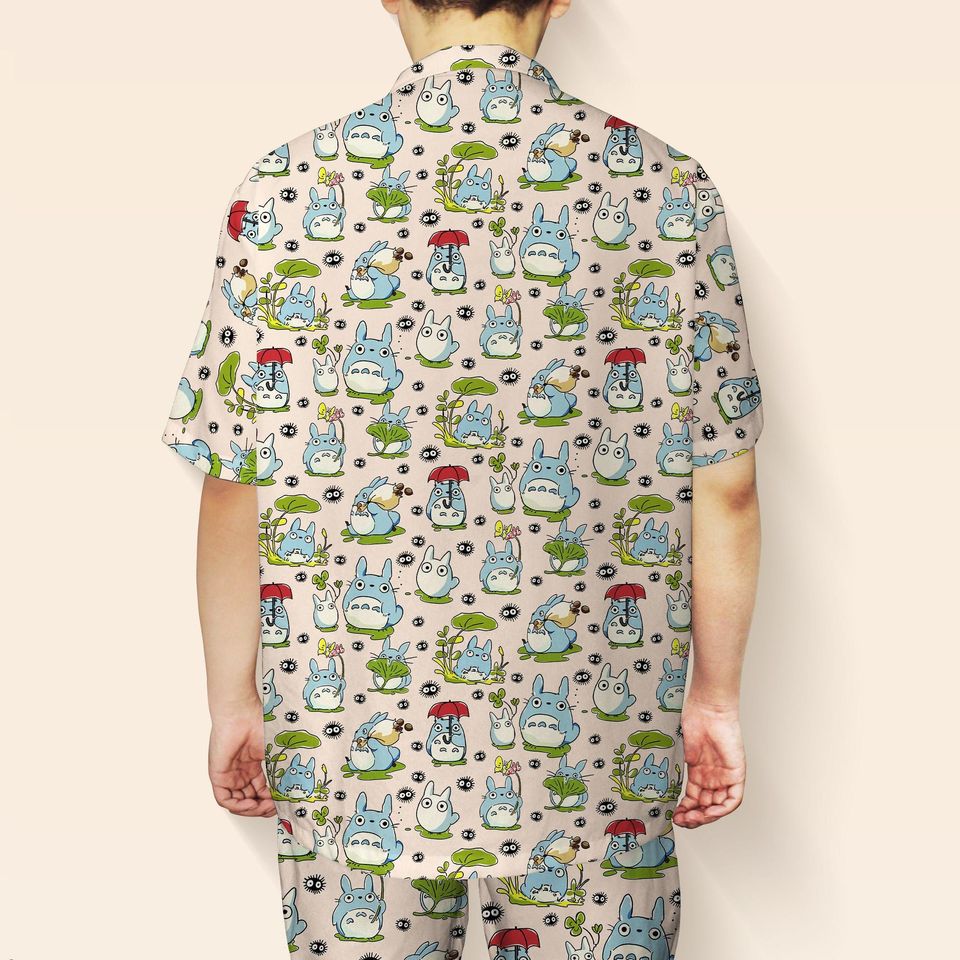 Totoro Hawaiian Shirt  Ghibli Studio Summer Shirt  My Neighbor Button Up Shirt  Cute Anime Streetwear  Hawaii Set  Anime Lover Gift