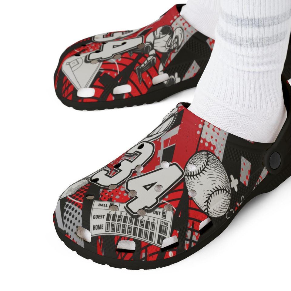 Personalized Custom Child and Adult Baseball Velocity Clogs Shoes Great Gift Fully Customizable