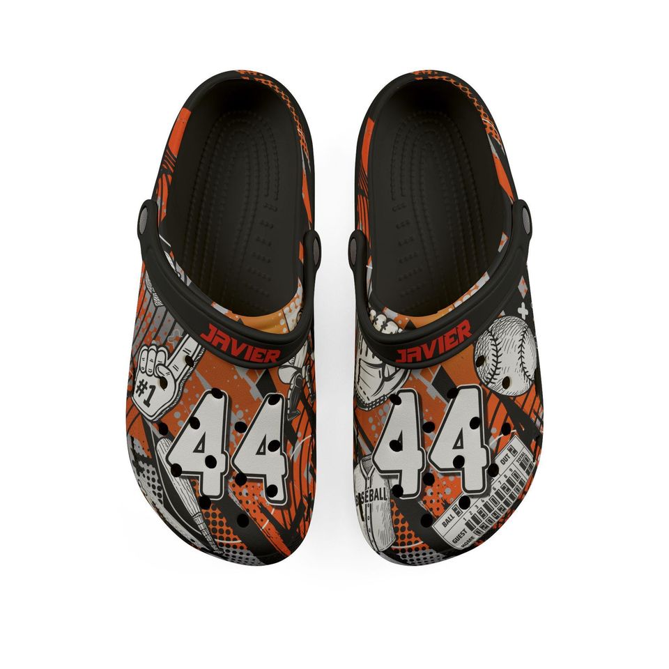 Personalized Custom Child and Adult Baseball Velocity Clogs Shoes Great Gift Fully Customizable