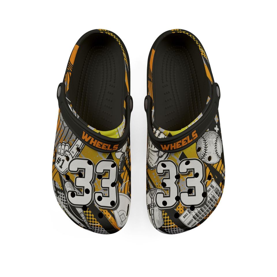 Personalized Custom Child and Adult Baseball Velocity Clogs Shoes Great Gift Fully Customizable