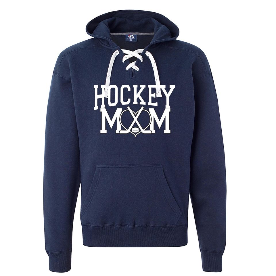 Hockey Mom Unisex Hoodie Jersey by J. America, Thick & Warm Sport Lace Hooded Sweatshirt