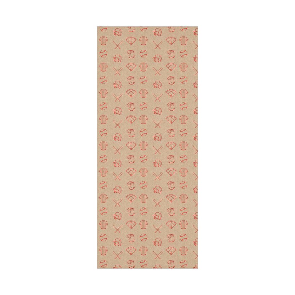 Baseball Wrapping Paper, Gift Wrap in Brown & Red