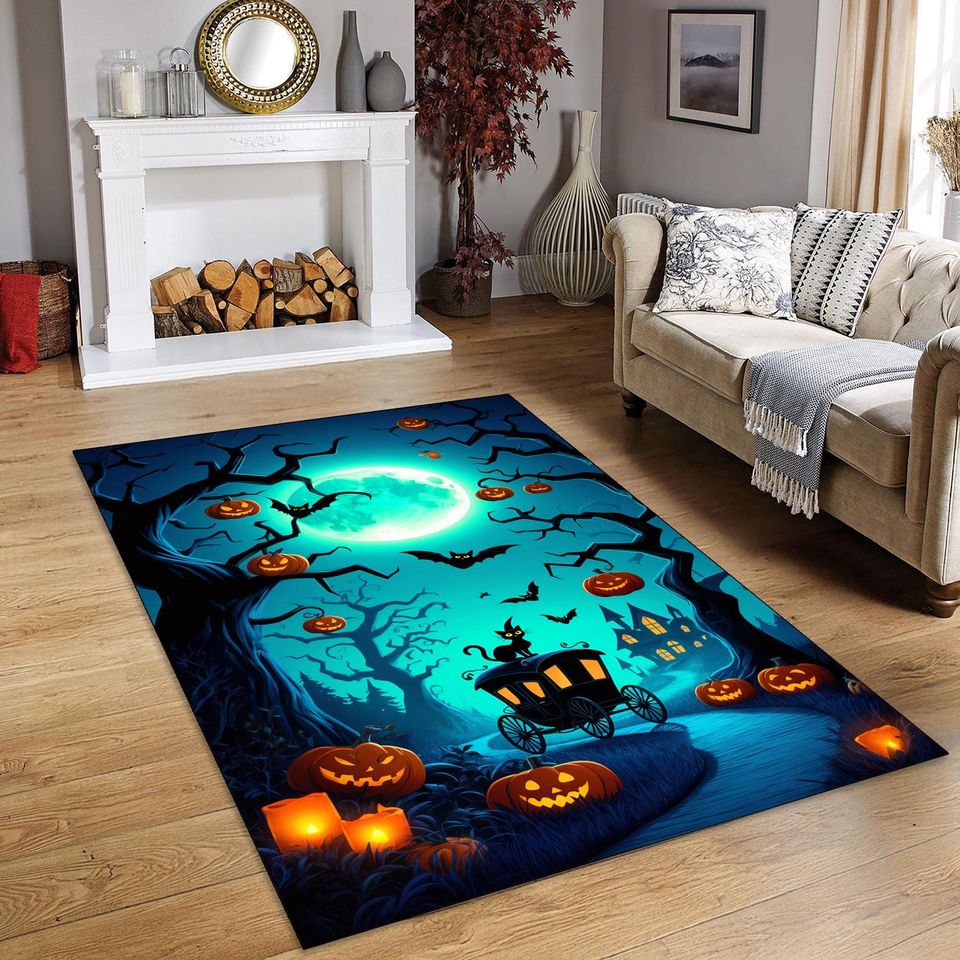 Halloween Black Cat Rug - Spooky Gothic Home Decor