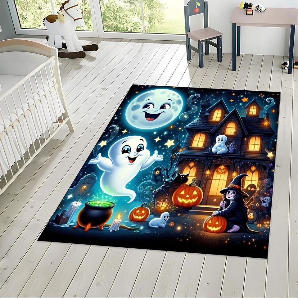 Halloween Ghost Rug – Spooky Haunted House Kids Decor