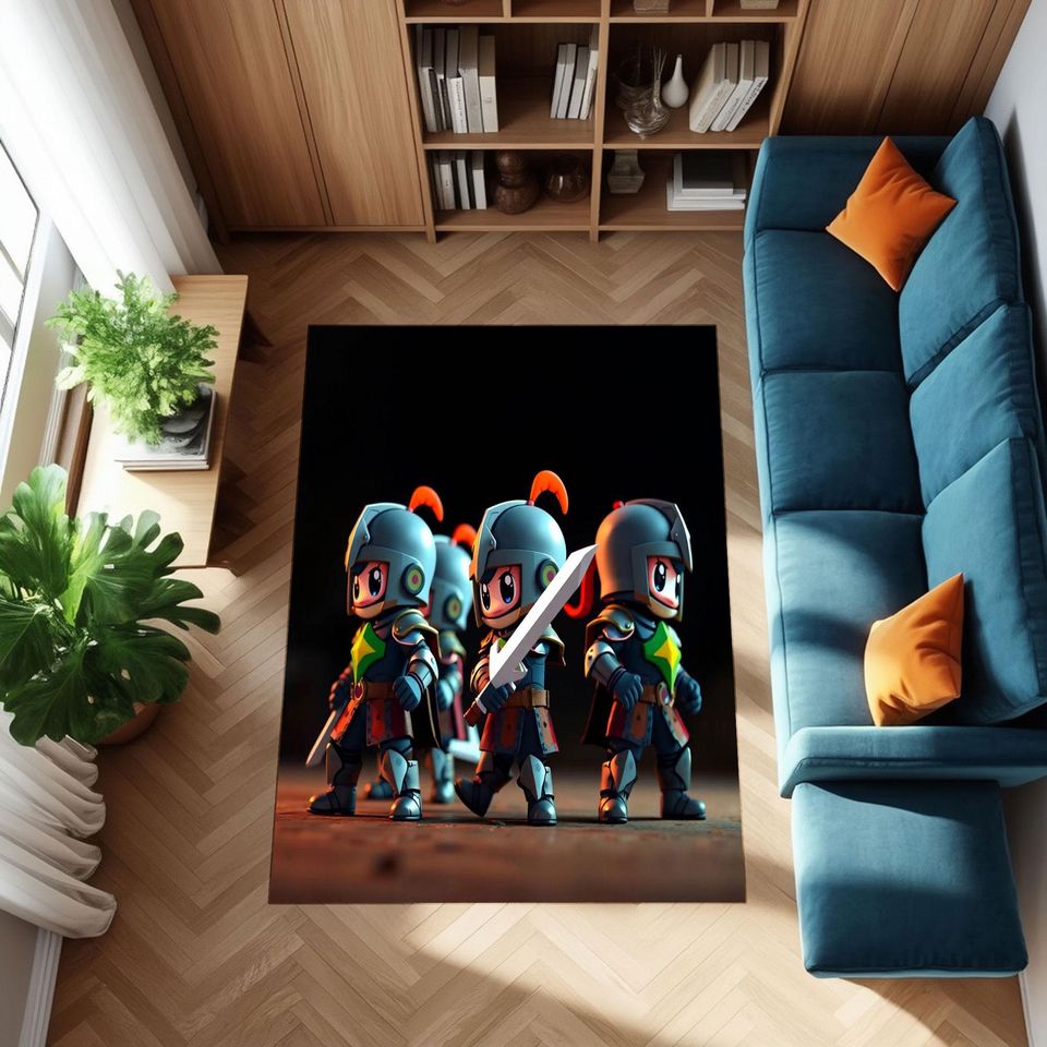 Cartoon Knight Kids Rug for Playful Children's Room Decor