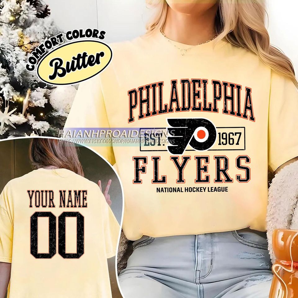 Philadelphia Flyers T-Shirt | Custom Name and Number Tee | Vintage Hockey Fan Gift | Personalized Game Day Shirt