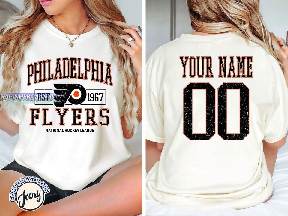 Philadelphia Flyers T-Shirt | Custom Name and Number Tee | Vintage Hockey Fan Gift | Personalized Game Day Shirt