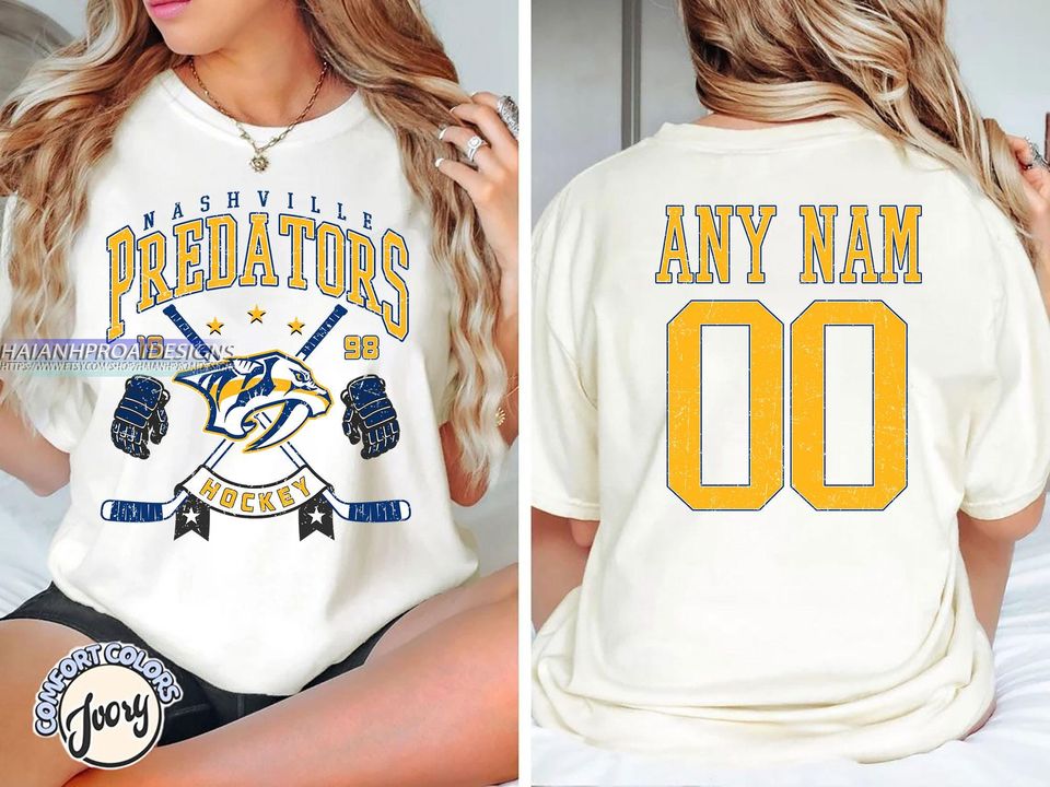 Personalized Comfort Colors Nashville Predators T-Shirt | Custom Number | Retro Team Shirt