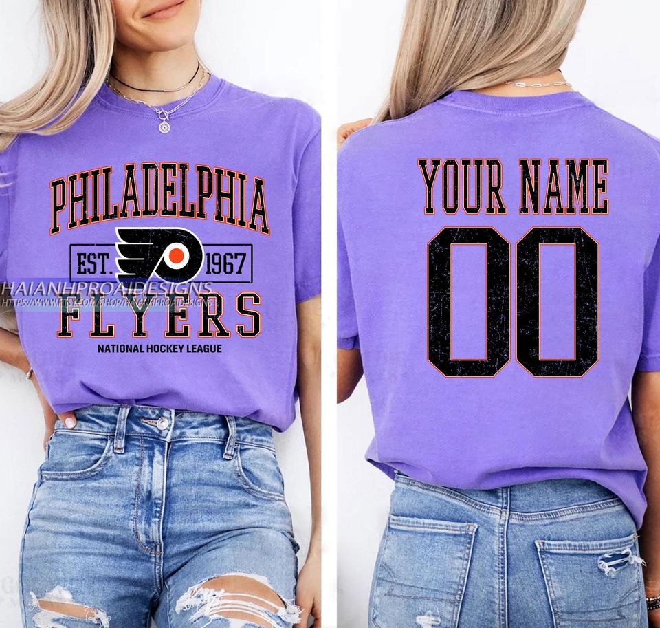 Philadelphia Flyers T-Shirt | Custom Name and Number Tee | Vintage Hockey Fan Gift | Personalized Game Day Shirt