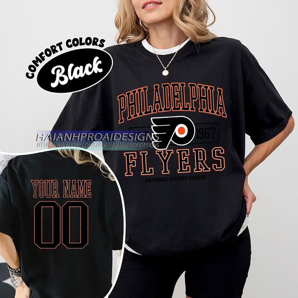 Philadelphia Flyers T-Shirt | Custom Name and Number Tee | Vintage Hockey Fan Gift | Personalized Game Day Shirt