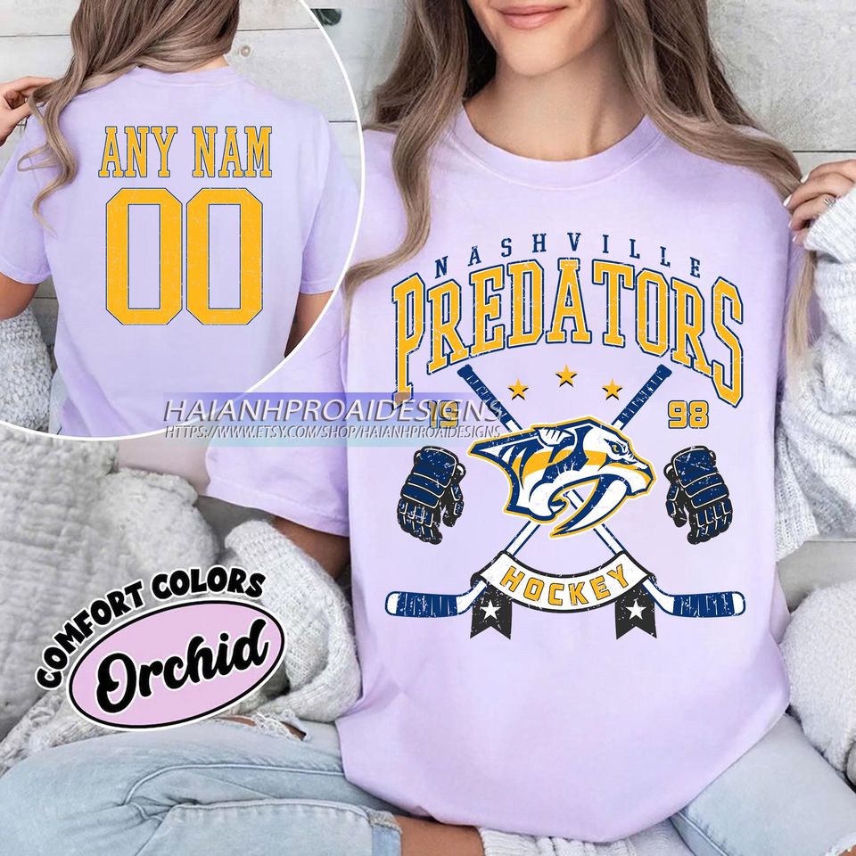 Personalized Comfort Colors Nashville Predators T-Shirt | Custom Number | Retro Team Shirt