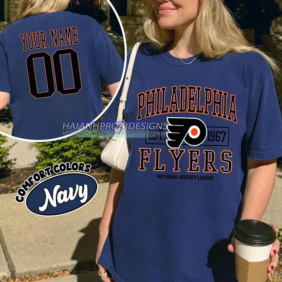 Philadelphia Flyers T-Shirt | Custom Name and Number Tee | Vintage Hockey Fan Gift | Personalized Game Day Shirt