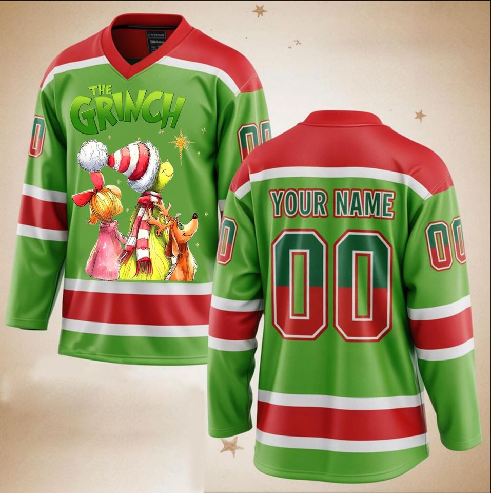 Personalized Christmas Funny Character Hockey Jersey for Men