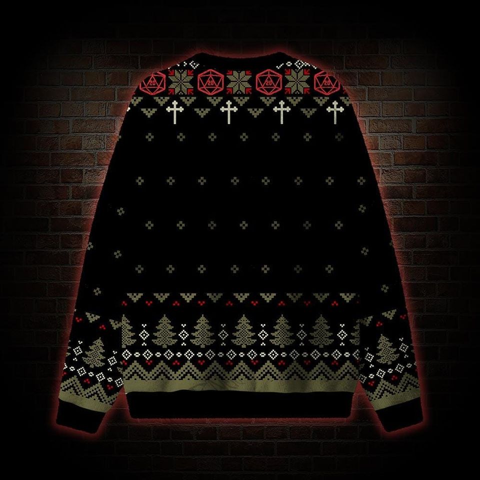 Jesus Saves Everyone Else Roll for Damage Ugly Christmas Sweatshirts, Sweater Dungeons & Dragons Inspired, Humorous Ugly Sweater Style
