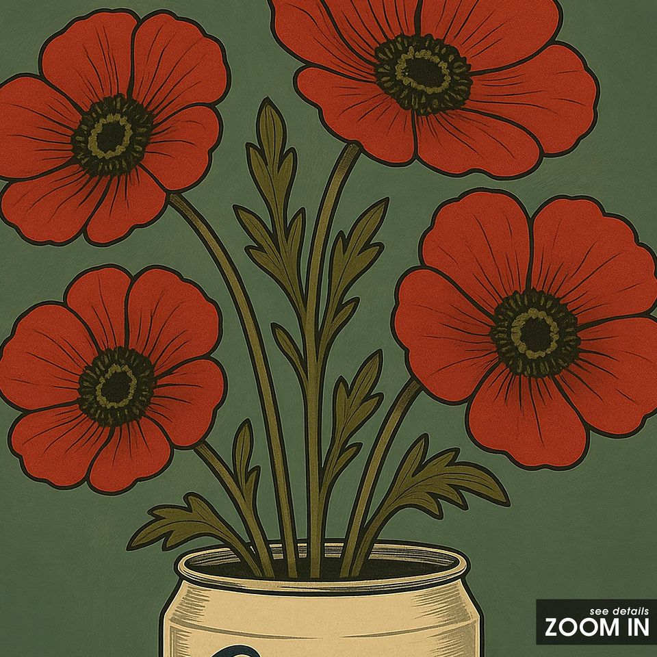 CCOORS Beer Can with Flowers Poster  Vintage Pop Art Print
