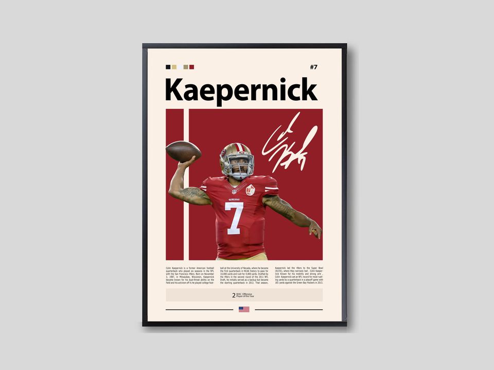 Colin Kaepernick Poster, San Francisco football Poster, Sports Poster, football Fans, Football Poster, football Wall Art, Sports Bedroom Posters