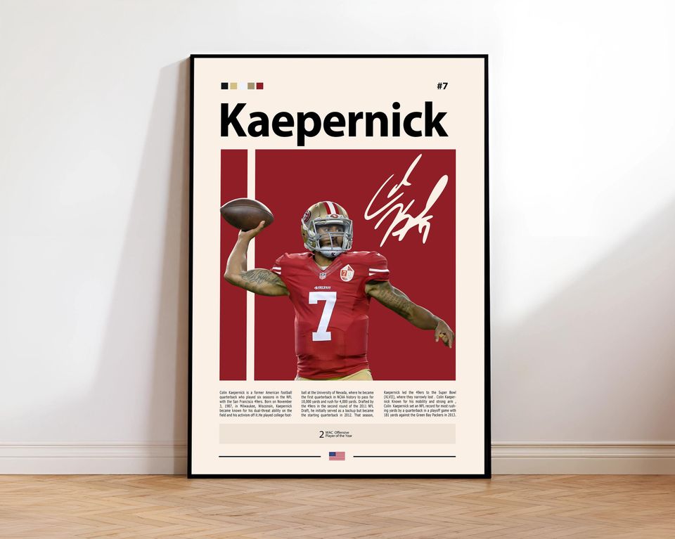 Colin Kaepernick Poster, San Francisco football Poster, Sports Poster, football Fans, Football Poster, football Wall Art, Sports Bedroom Posters
