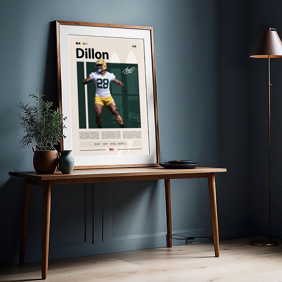 A. J. Dillon Poster, Green Bay Print, football Poster, Sports Poster, football Fans, Football Poster, football Wall Art, Sports Bedroom Poster