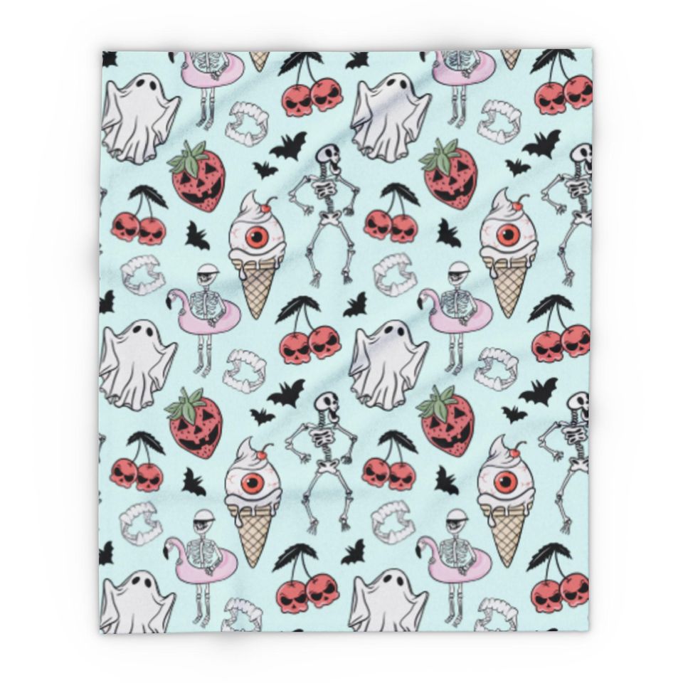 Pastel Ghost Summerween Blanket, Soft Fleece Blanket  Halloween Beachy