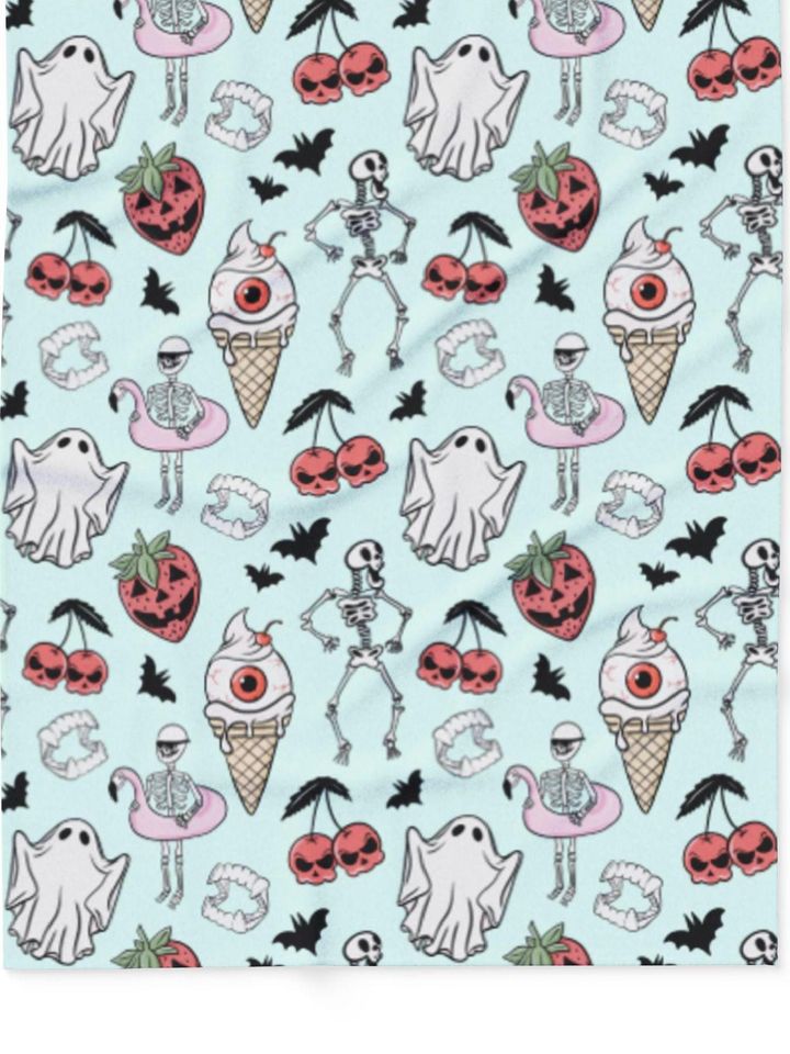 Pastel Ghost Summerween Blanket, Soft Fleece Blanket  Halloween Beachy