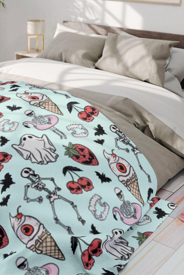 Pastel Ghost Summerween Blanket, Soft Fleece Blanket  Halloween Beachy