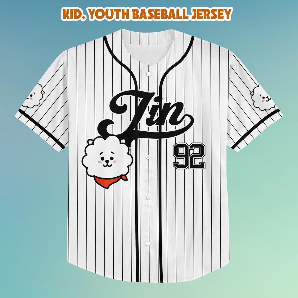 Personalized Jin RJ BT21 Baseball Jersey, Jin Run SeokJin Ep Tour Baseball Jersey, Jin World Tour 2025 Shirt, Kpop Merch