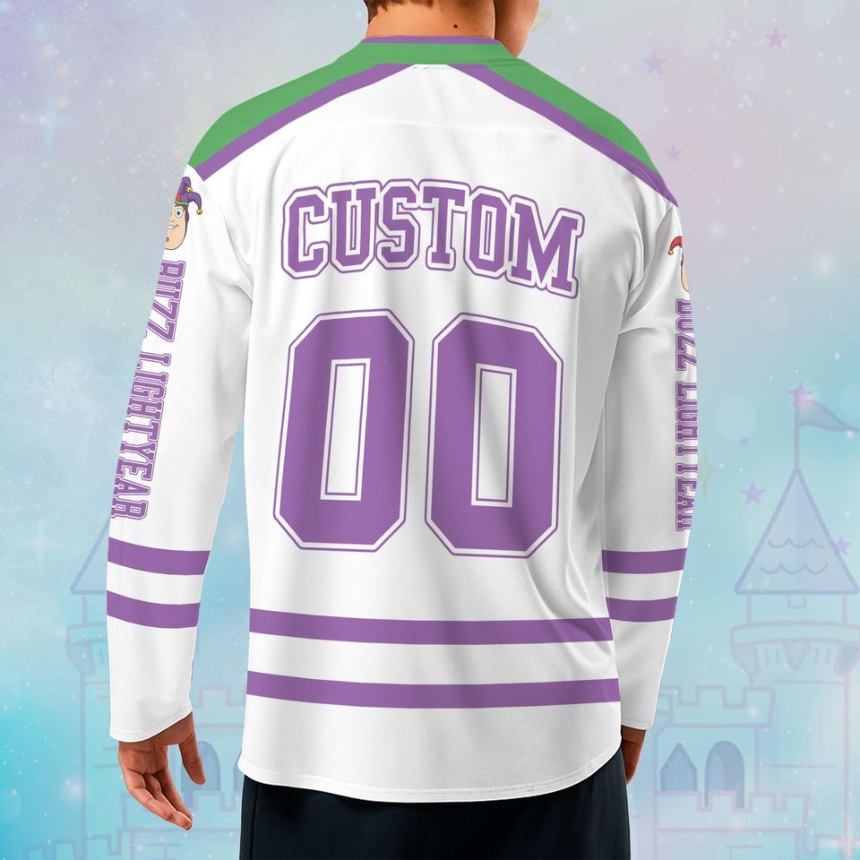 Personalized Buzz Lightyear Mardi Gras Hockey Jersey, Disney Toy Story Buzz Lightyear Jersey, Disney Baseball Team Outfit