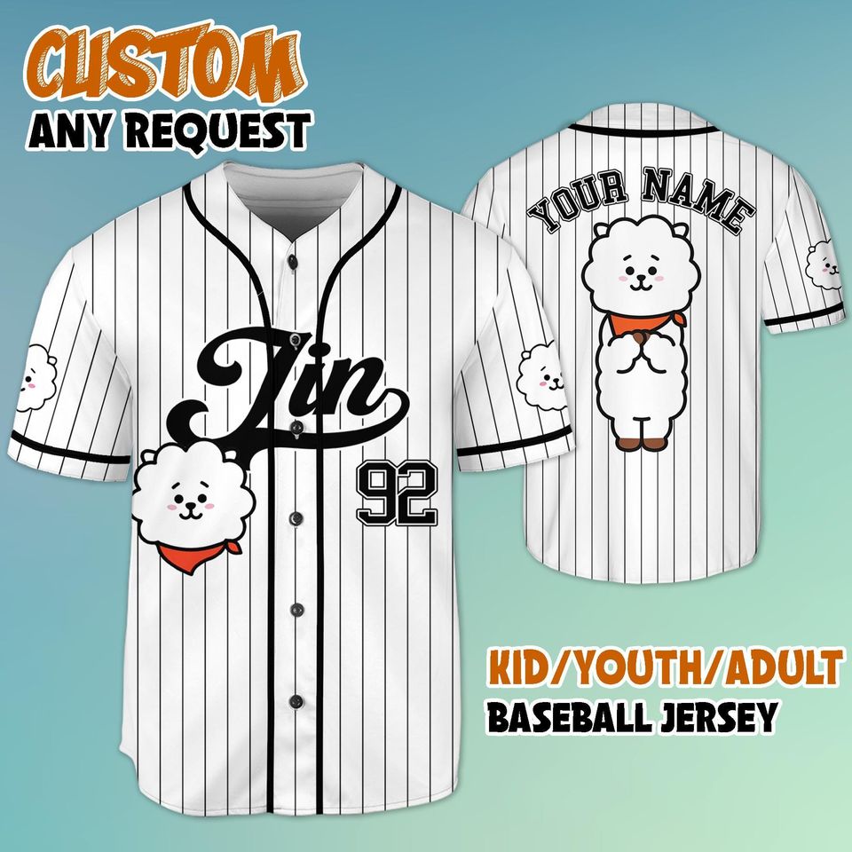 Personalized Jin RJ BT21 Baseball Jersey, Jin Run SeokJin Ep Tour Baseball Jersey, Jin World Tour 2025 Shirt, Kpop Merch