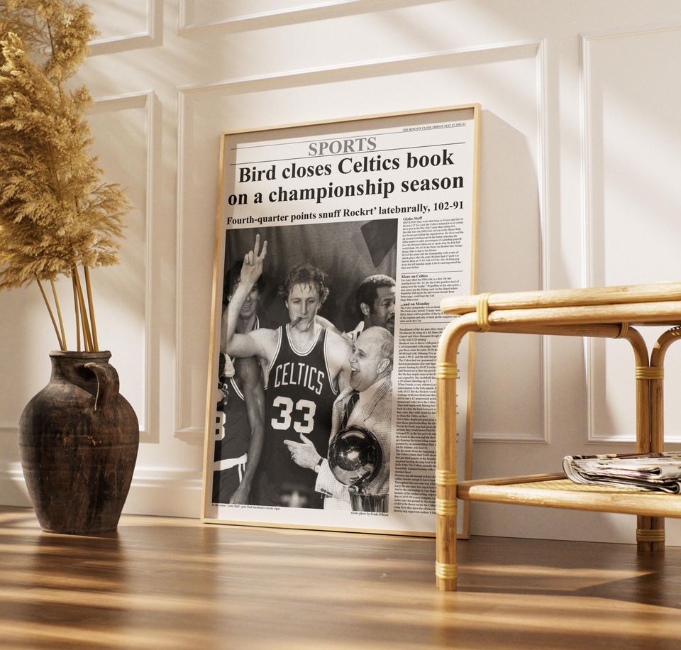 1981 Boston Celtics NBA Champion Framed Front Page Newspaper Print