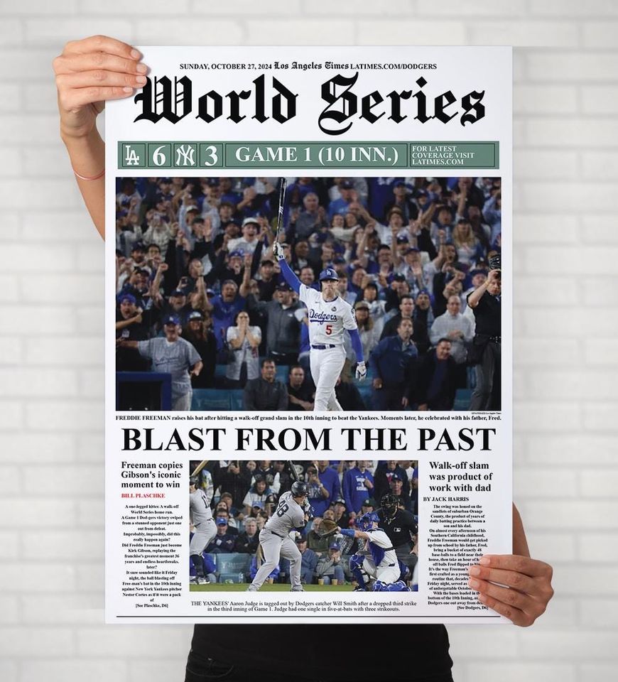 Freddie Freeman's Walk-Off Grand Slam Newspaper Print Poster