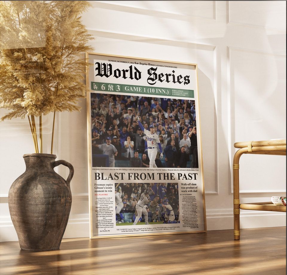 Freddie Freeman's Walk-Off Grand Slam Newspaper Print Poster