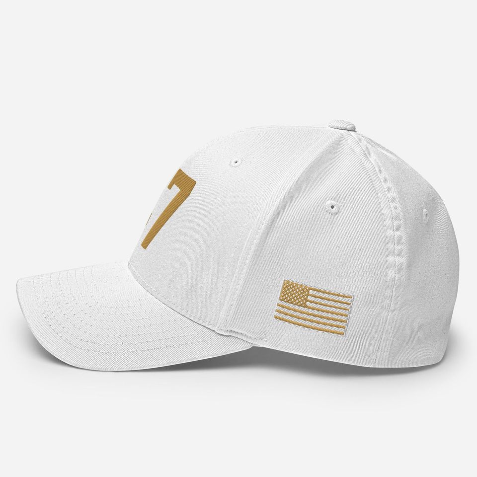 Charlie Kirk 47 Hat  Gold Embroidered White Cap